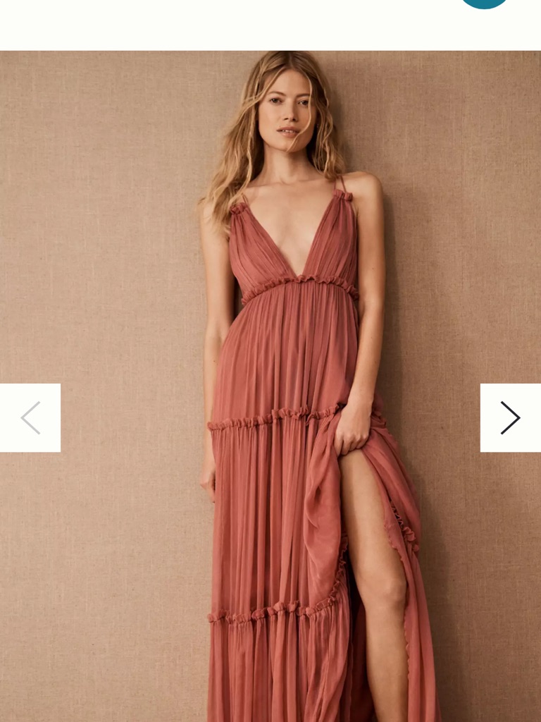 Bhldn Amandine Dress Dusty Rose Tiered V-Neck Maxi Dress